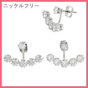 ★【ニッケルフリー】5連 キュービック バックキャッチ ピアス