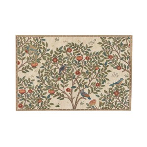 川島織物セルコン Morris Design Studio ケルムスコットツリー マット 約60×90cm FH1711A  I アイボリー