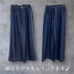 暇な日でも売れていきます♪ 超人気 落ち感しっかり！ テンセル デニム ワイド フルレングス パンツ