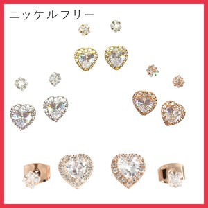 ★【ニッケルフリー】キュービック ハート セットピアス