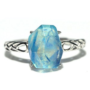 Silver-Based Aquamarine/Coral Ring Rings