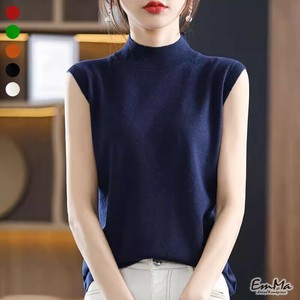 ノースリーブカラーサマーニットシャツ スリム ハーフネック  春 夏    【2025SS】 ONA1081