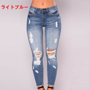 デニムパンツ ハイウエスト 弾力 無地 快適 レディース ファッション MBQ2155