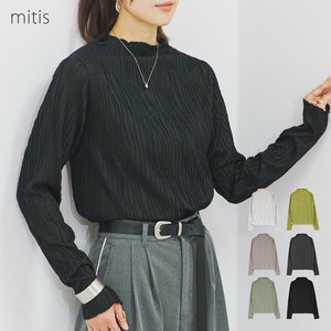 2025年新商品 T 恤/上衣 小立领 雅卡尔织布 波纹 长T恤 秋冬