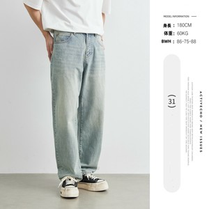 P22250 ズボン 2025春夏新作 パンツ ゆるい ストレート デニム 韓国風 カジュアル  ボトムス メンズ
