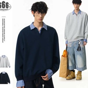 P22275 パーカー 韓国風 メンズ 日系 トップス 長袖  2025春秋新作 フェイクレイヤード