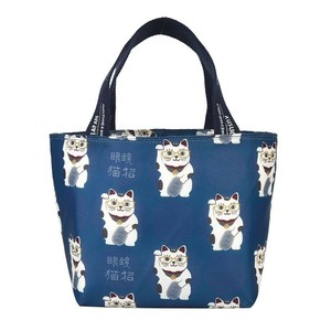 クスグルジャパン 保冷・保温バッグ 保冷・保温ランチバッグ 猫招き柄 ブルー 25-8184