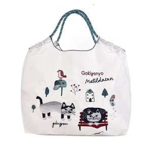 クスグルジャパン 撥水加工 刺繍ワッシャーバッグ Lサイズ マチルダさん柄 オフホワイト 24-7154