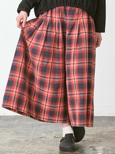 【予約販売】ガウチョパンツ　オックスコットンチェック 2色 M L LL 3L 《大きいサイズ》【9月入荷予定】