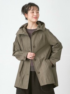 フードつきミドル丈コート　ハイカウントコットン混　3色 M L ゆったり　●8月再入荷●