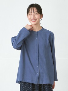 【予約販売】バンドカラーブラウス　オックスコットン 3色 M L LL 3L 《大きいサイズ》【9月入荷予定】