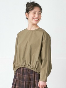 【予約販売】裾ゴムプルオーバーブラウス　ストレッチ綿 3色 M L LL 3L 《大きいサイズ》【9月入荷予定】