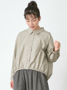 【予約販売】裾ゴムバルーンシャツ　ストレッチ綿 3色 M L LL 3L 《大きいサイズ》【9月入荷予定】