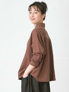 【予約販売】ギャザーフレアブラウス　リネンコットン3色 M L LL 3L 《大きいサイズ》【9月入荷予定】