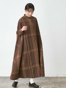 【予約販売】シャツワンピース　綿麻ビッグチェック 2色M L LL 3L 《大きいサイズ》【9月入荷予定】