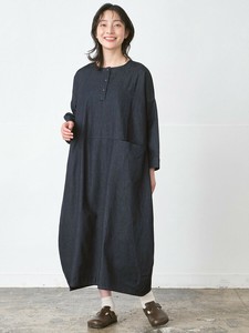 【予約販売】コクーンワンピース　8オンスデニム ネイビー M L LL 3L 《大きいサイズ》【9月入荷予定】