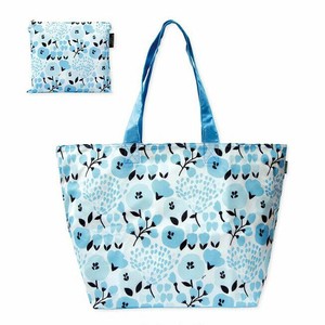 保冷バッグ 【 水色お花 】 レジカゴ 折りたたみ ショッピングバッグ 【デザイナーズジャパン】