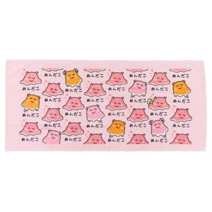 【フェイスタオル】おえかきさん プリントロングタオル めんだこさん ピンク