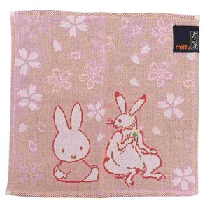 【ハンドタオル】ミッフィー ガーゼミニタオル miffy×鳥獣戯画 花よりだんご