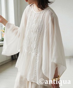 [antiqua] Button Shirt/Blouse Indian Cotton Half Sleeve Ladies fashion