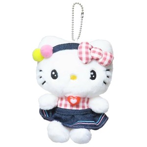 【ぬいぐるみ】ハローキティ ミニぬいぐるみボールチェーン ギンガムデニム