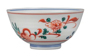 日本の伝統工芸品【九谷焼】 飯碗大 呉須赤絵   (K9-3121)