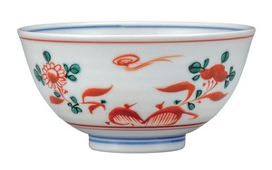 日本の伝統工芸品【九谷焼】 飯碗小 呉須赤絵   (K9-3122)