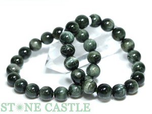 ☆高品質☆【ブレスレット】グリーンルチルキャッツアイ (5A) (約11.5〜12mm) 【天然石 パワーストーン】