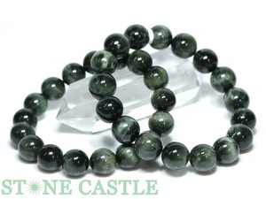 ☆高品質☆【ブレスレット】グリーンルチルキャッツアイ (5A) (約12.5〜13mm) 【天然石 パワーストーン】