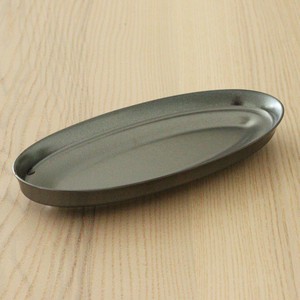 [器の杜]  杵型26cm細長皿 銀赤 [美濃焼 食器 陶磁器]