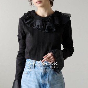 【WEB限定特別価格】チュールフリルボスチェデザインTシャツ　カットソー　 skypink東京