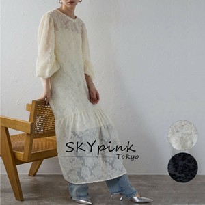 【WEB限定特別価格】フリンジジャガードシアーチュニックドレス　 skypink東京