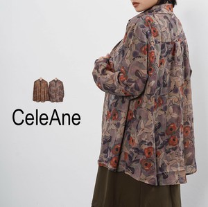 【新作】水彩タッチフラワー柄シアーシャツ　 ワッシャー　2色展開