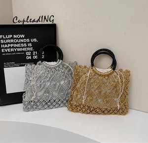 ≪予約商品≫激安セール ハンドメイド透かし編みバッグ 草編みレディーストート 軽量ビーチリゾートバッグ