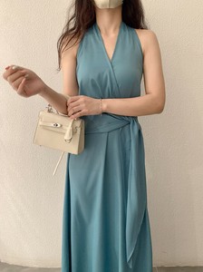 ワンピース  ロング丈 ノースリーブ  Vネック   無地  ゆったり  快適 レディースファッション DYLA880