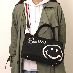 2025新作【COOCO クーコ】SMILEY ロゴパール×箔プリント 2WAY トートバッグ