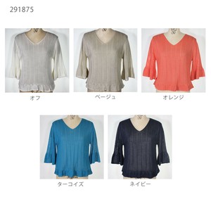 夏物　50代　60代　ミセス　セーター　抄繊糸　フリル　ニット　涼しい　おしゃれ