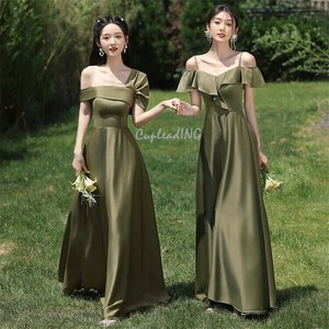 シーズン商品 INSスタイル ブライズメイド服 ワンピース サテン 姉妹団 エレガント パーティードレス