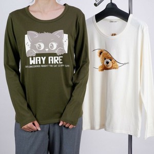 Pre-order T-shirt T-Shirt Teddy Bear Long T-shirt Cat Printed Cut-and-sew