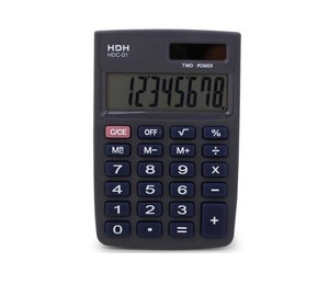 ミニ手帳型電卓　8桁表示　ブラック　HDC-01
