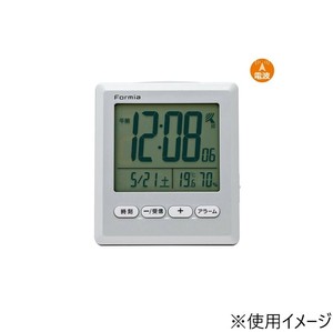 保土ヶ谷電子販売　FORMIA(フォルミア)　電波デジタルクロック　シルバー　HT-028RC