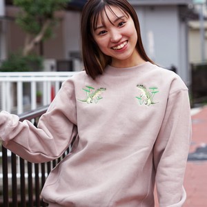 〈全5色〉【XS〜XXL】「睡蓮と鰐」刺繍 トレーナー 裏起毛