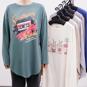 T-shirt Big Tee Long T-shirt Printed Cut-and-sew