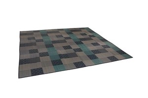 純国産 い草花ござカーペット ラグ 『京刺子』 ブルー 本間1畳(約95×191cm) 4110111