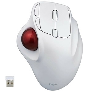 ナカバヤシ　無線5ボタン光学式親指トラックボール/ホワイト　MUS-TRIF175W