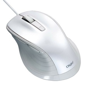 ナカバヤシ Digio2 F_line 大型 有線 静音 5ボタンBlueLEDマウス ホワイト MUS-UKF148W