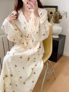 パジャマ 長袖 花柄 バスローブ 快適 レディース ファッション MBQ2296