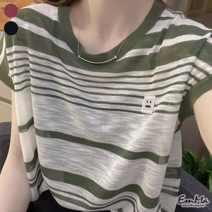 デザインサマーニットTシャツ ボーダー ワンポイント カジュアル  夏    【2025SS】 ONA2118