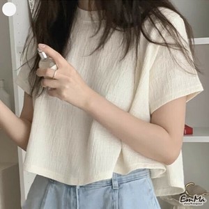 半袖Tシャツ ショート丈 無地 カジュアル 夏  ラウンドネック 【2025SS】 ONA1099