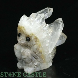 ☆一点物☆【彫刻置物】ハリネズミ 水晶クラスター (EX) (四川省産) No.32 【天然石 パワーストーン】